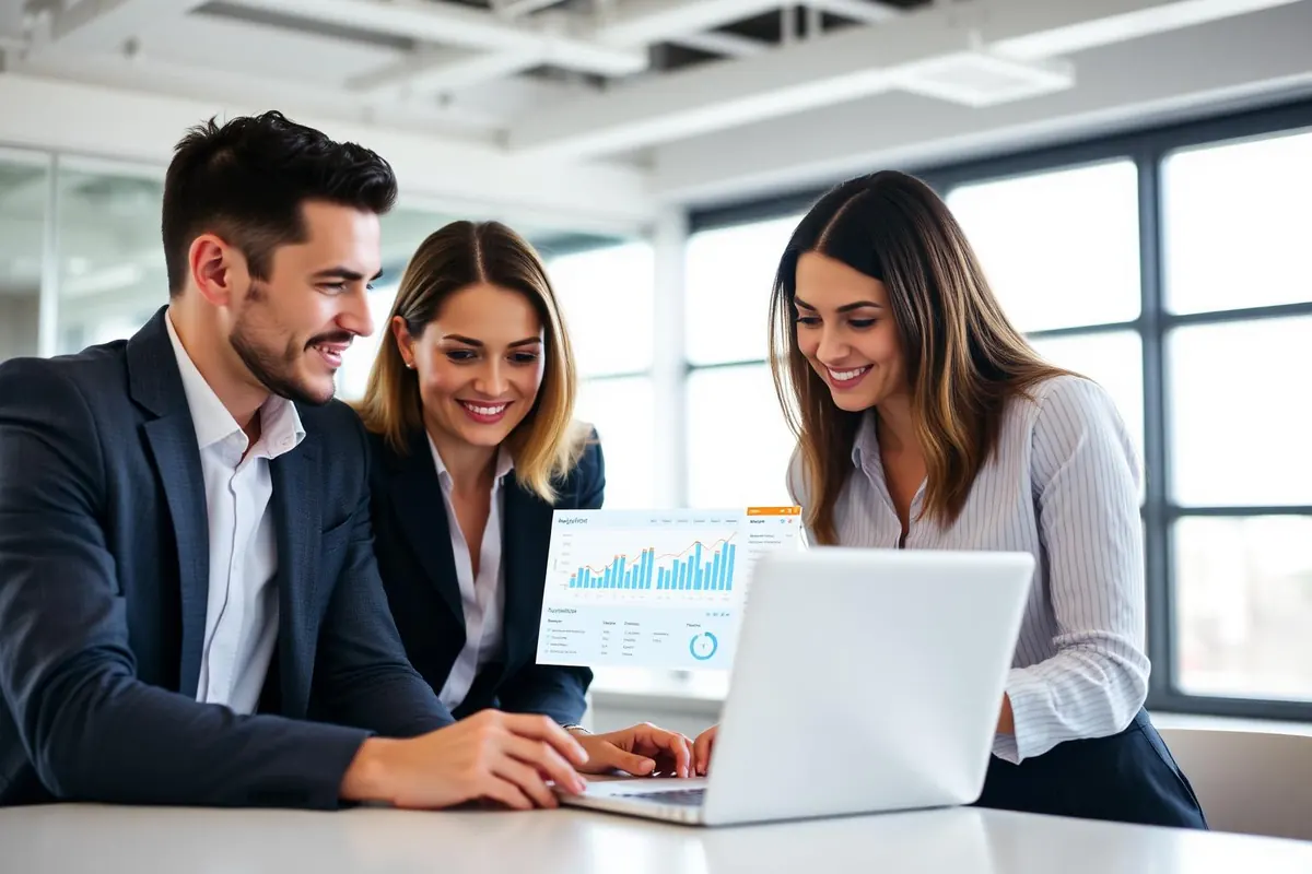 Local business team reviewing website analytics