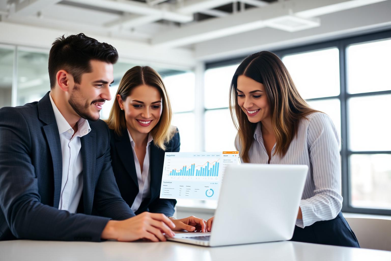 Local business team reviewing website analytics